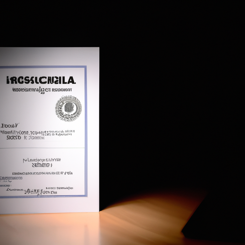 Certification documents close-up